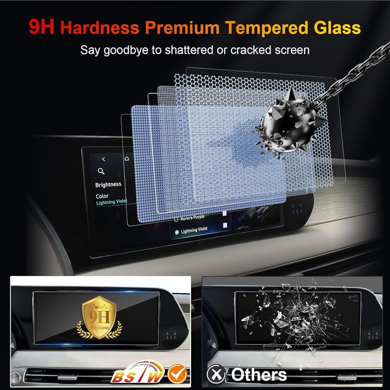 BSTW for 2025 Hyundai Palisade Screen Protector for 2023-2025 Palisade SE/SEL Premium/XRT/Limited/Calligraphy Night 12.3-in Touchscreen Accessories Tempered Glass Protective Film - Image 3